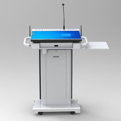 Un podium multimédia sans fil avec microphone et haut-parleur