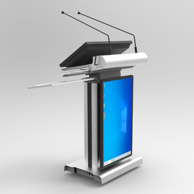Un podium multimédia sans fil avec microphone et haut-parleur