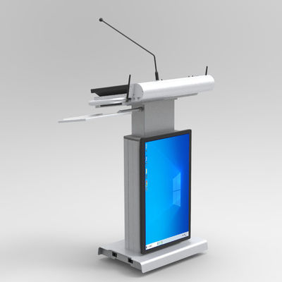 Un podium multimédia sans fil avec microphone et haut-parleur