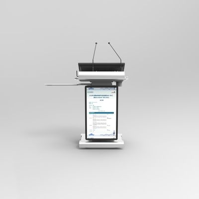Un podium multimédia sans fil avec microphone et haut-parleur