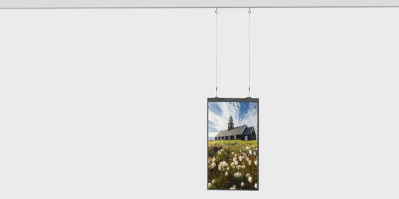 Tableau de menus ultra-mince à haute luminosité lecteur publicitaire numérique double écran vitrine suspendue double écran LCD