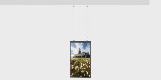 Écran publicitaire de magasin suspendu à haute luminosité, écran de vitrine OEM ODM