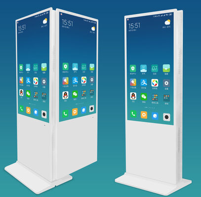Écran double LCD numérique debout au sol avec luminosité de 350 Cd/m2 et système d'exploitation Android pour les magasins de détail