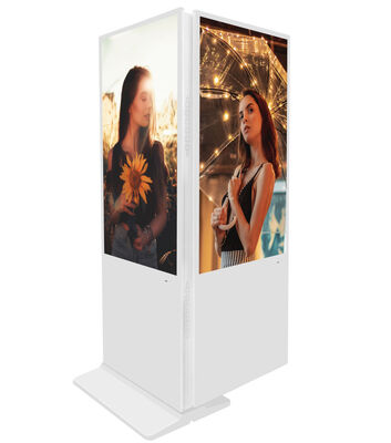 Kiosque à écran tactile à double écran avec résolution 2K et luminosité de 350 Cd/m² pour l'affichage numérique intérieur