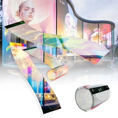 Écran de film LED flexible, affichage transparent pliable et imperméable à l'eau IP65 pour une solution visuelle d'exposition/affichage/vente au détail