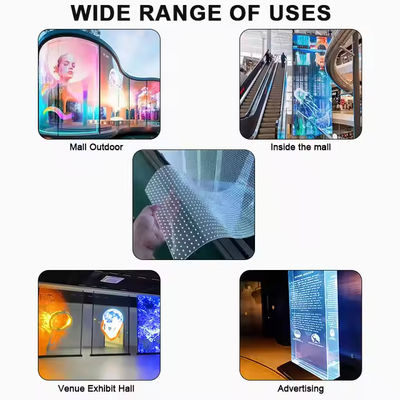 Affichage de film LED transparent et imperméable à l'eau personnalisable à 85% pour vitrine de vente au détail