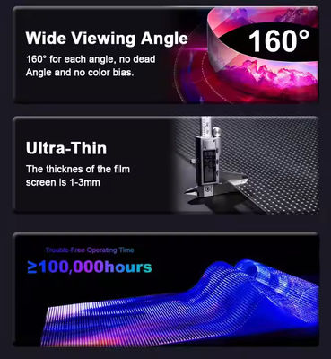 IP65 Mur de rideau en verre imperméable à l'eau Film d'affichage à LED transparent Fonction SDK pour une application intérieure / extérieure
