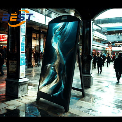 Signage LED portable étanche à l' eau, à batterie, signage numérique avec cadre métallique