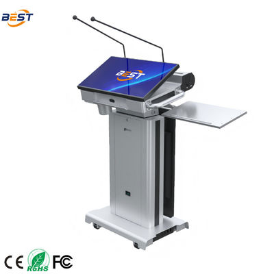 150 mm de hauteur de levage maximale Smart Podium avec un angle d'écran réglable de 10 à 40 ° et un écran Smart Kiosk de 32 pouces en option