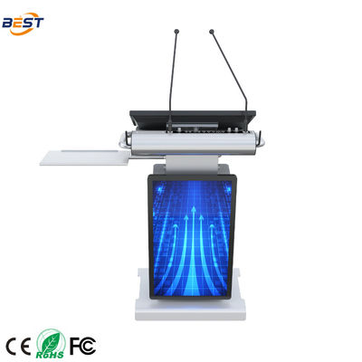 Smart Lectern avec hauteur de levage maximale de 150 mm et écran de kiosque intelligent 32 pouces en option Angle d'écran réglable 10-40 °