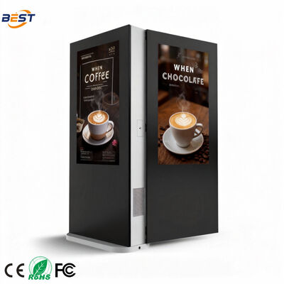 Affichage numérique LCD extérieur avec rapport d'aspect 16:9, résolution 3840 x 2160 et durée de vie de 50 000 heures.