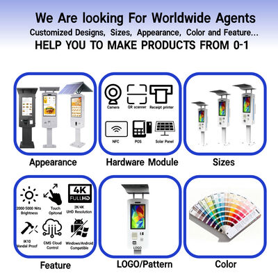 Kiosque de commande en plein air avec IP65 Rating d'étanchéité Intel Core i3 / i5 / i7 processeurs et 10 points Capacitive Touch