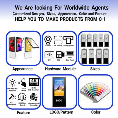 Affichage numérique LCD extérieur double face avec toucher capacitif à 10 points 178/178 angle de vue et tension 110-240V