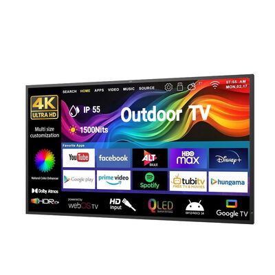 Affichage commercial de télévision extérieure avec résolution UHD 4K imperméable à l'eau IP66 et haute luminosité 2500-3000cd/m2
