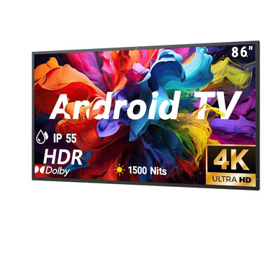 IP55/IP66 Téléviseur extérieur imperméable à l'eau avec résolution 4K Ultra HD et haute luminosité 1500-3000nits pour affichage commercial