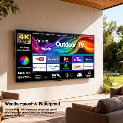 Affichage commercial de télévision extérieure avec résolution UHD 4K imperméable à l'eau IP66 et haute luminosité 2500-3000cd/m2