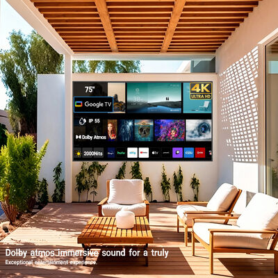 IP55/IP66 Téléviseur extérieur imperméable à l'eau avec résolution 4K Ultra HD et haute luminosité 1500-3000nits pour affichage commercial