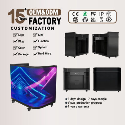 Bureau de réception LED GOB incurvé personnalisable avec hauteur réglable pour entreprise