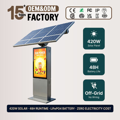 Affichage publicitaire LED à énergie solaire | 1 500 à 2 000 nits lisibles en plein soleil