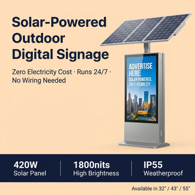 Affichage publicitaire LED à énergie solaire | 1 500 à 2 000 nits lisibles en plein soleil