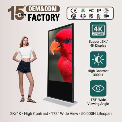 Affichage numérique LCD sur pied intérieur | Kiosque à écran tactile 4K