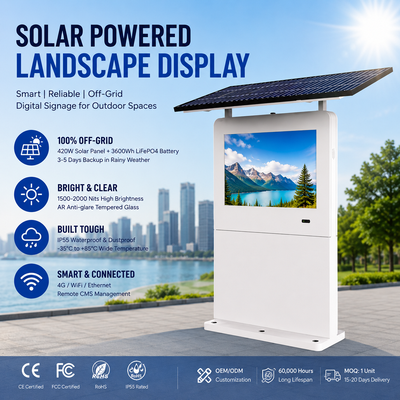 Panneau d'affichage numérique extérieur à énergie solaire | 2000 lentes | Hors réseau