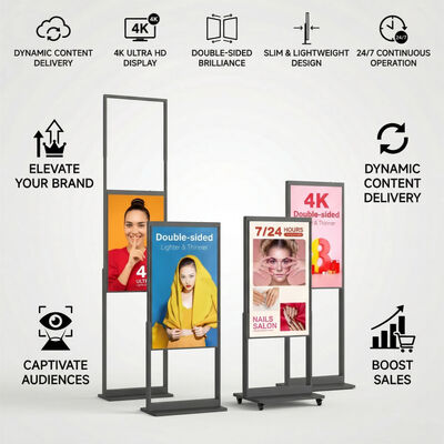 Affichage numérique à double face ultrafin de 28,8 mm avec angle de vision de 178° et luminosité de 3500 nits