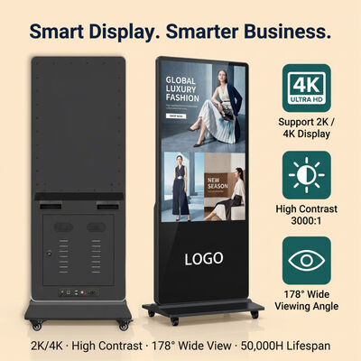 Écran tactile LCD numérique d'intérieur de 55 pouces Totem Kiosque avec Android OS 500 Cd/m2 Lumière
