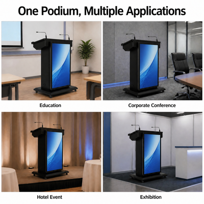 Affichage de 43 pouces 21.5 pouces écran tactile X86 Smart Digital Podium avec microphones à double cou.