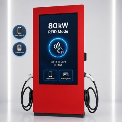 Borne de recharge rapide CC 80 kW CCS1 CCS2 avec écran publicitaire LCD extérieur OCPP 1.6J 150-1000V