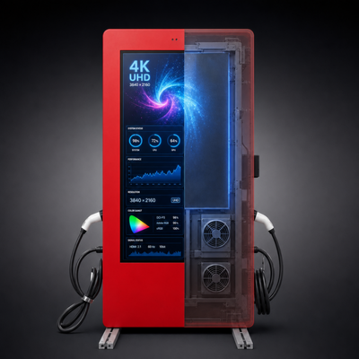 Chargeur de VE AC Niveau 2 19,2 kW SAE J1772 Écran publicitaire LCD extérieur OCPP 1.6J 80A Norme US