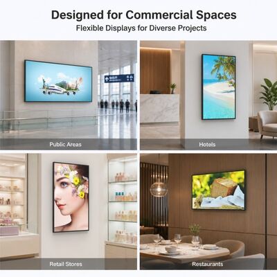 Écran caisson lumineux mural 43 49 55 65 75 pouces, affichage publicitaire Android 4K 2000 nits