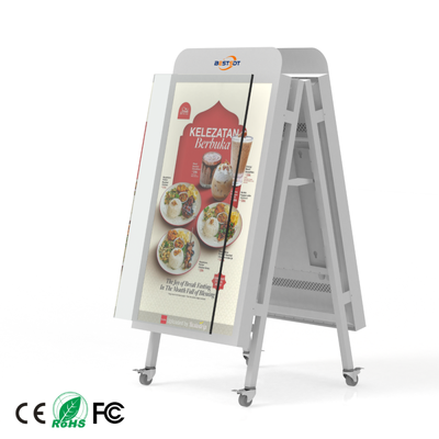 Outdoor Double Sided Floor Standing Display Screen 65 Inch 2500 Nits IP65 Waterproof Digital Advertising Signage