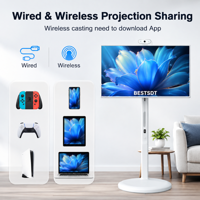 Écran tactile intelligent mobile Android 13 alimenté par batterie de 32 pouces, signalisation numérique IPS 4K 8 Go 128 Go