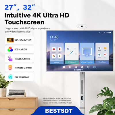 Écran tactile intelligent mobile Android 13 alimenté par batterie de 32 pouces, signalisation numérique IPS 4K 8 Go 128 Go