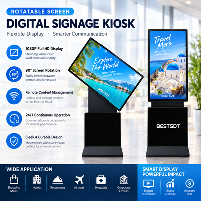 Affichage numérique sur pied rotatif à 360 degrés, 43 50 55 65 pouces, écran tactile 4K Android Windows