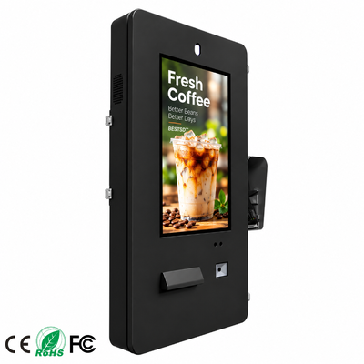 Borne de commande murale extérieure en libre-service de 21,5 pouces, écran tactile étanche IP65 pour la commande de menus de restaurant