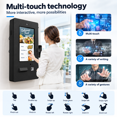 21.5 Inch IP65 Outdoor Wall Mounted Self Service Ordering Kiosk Waterproof Touchscreen Machine
