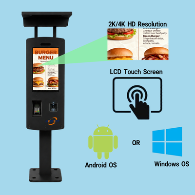 Borne de paiement libre-service pour station-service 32 pouces IP65 2500 nits extérieur pour projets de stations-service