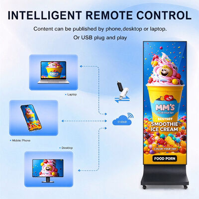 Portable Outdoor LED Poster Display 640x1920mm P2.0 Battery Powered Mobile Advertising Stand